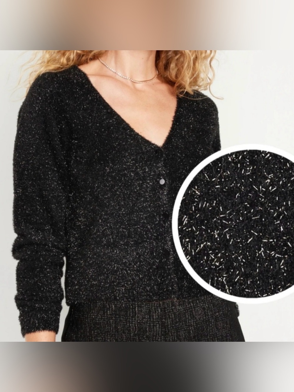 Black sparkly Old Navy button down women’s sweater